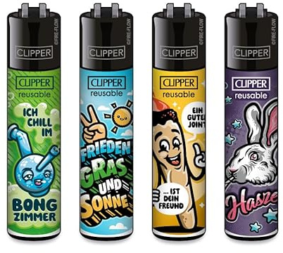 Clipper - Set di 4 accendini, motivi eccezionali (FFX 420 German)