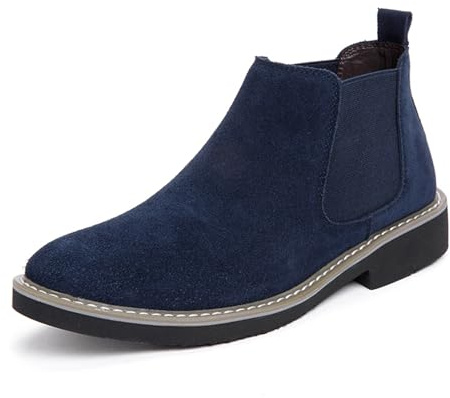 FLIOZY Stivali Chelsea da uomo e da donna, altezza elevata, 6 cm, tacco invisibile, in pelle scamosciata Slip-On Elevator, comode scarpe eleganti per il tempo libero e l'ufficio, Blu, 43 EU