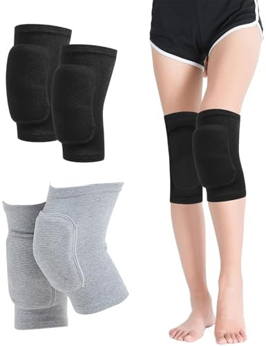 2 ginocchiere professionali per lavoro/danza/pattini in linea, imbottitura 3D traspirante con bilanciamento della pressione, giardinaggio, yoga e protezione sportiva per adulti e ragazzi (nero+grigio)