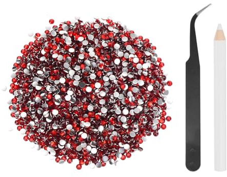 sourcing map 5000 diamantes de imitación de resina con parte trasera plana, SS12 de 3 mm, gemas de brillo redondas a granel con herramientas de recogida para manualidades, vasos, tazas, ropa, color
