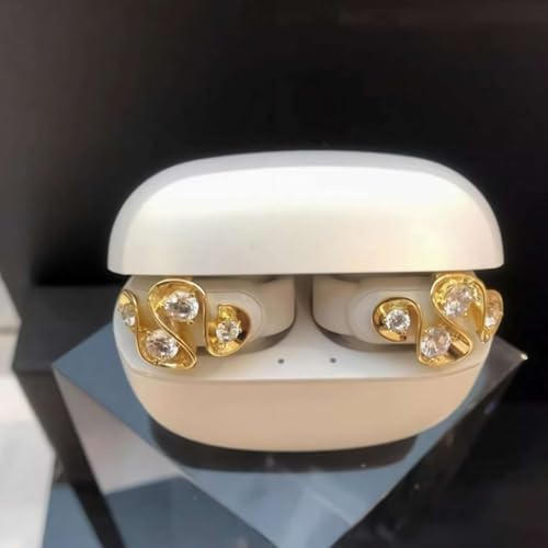 EIRZNGXQ Papillon pour écouteurs à clipser, bijoux d'oreille élégants à clipser, écouteurs papillon en strass, accessoires amovibles pour écouteurs (diamant doré, 1 ensemble)
