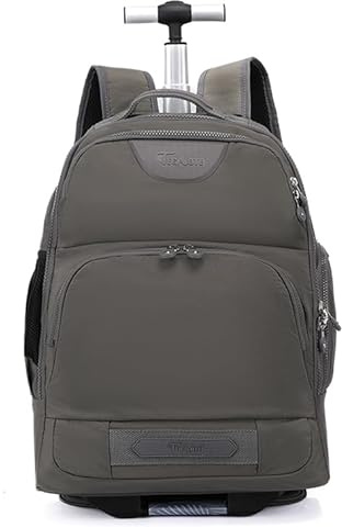 House Of Leather Convertible Rolling Laptop Backpack, Wheeled Travel Rucksack, Multiple Colour Options, Large Capacity School Business Trolley Bag Jetmax (Grey)