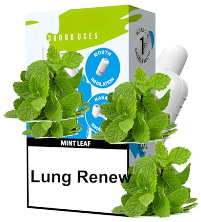 Nasal Inhaler Stick Breathe Free Herbal Diffuser Pen Dual Style Mullein Leaf Mint Extract for Lungs,Clear Lungs Extra Strength Over 30000 Uses