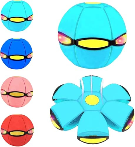 FCXVXCL Platillo volador mágico 2 en 1, pelota hinchable, juguetes interactivos para la familia y mascotas, juego de interacción de doble forma, intercambiable libremente con 6 luces para uso en
