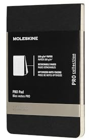 Moleskine Professioneller Block (Pocket/A6, Liniert, Kartoneinband) Schwarz | Notizblock mit 96 Seiten, liniert, 8,9 x 14 cm, mit abnehmbaren Seiten, Design unten und actionorientierten Meeting-Layouts.