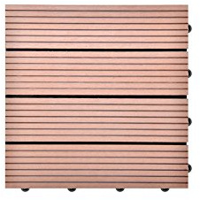 SIENOC 11 Stück/ca. 1 m² Terrassen-Fliese aus WPC Kunststoff, 11er Spar Set für 1 m², Garten-Fliese, Balkon Bodenbelag mit Drainage Unterkonstruktion 30x30cm (11x Hellbraun 300 * 300 * 22mm)