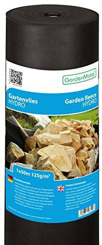 GardenMate 1mx50m Rolle 125g/m² Hydro Premium Gartenvlies mit sehr hoher Wasserdurchlässigkeit - Unkrautvlies Extrem Reißfestes Unkrautschutzvlies - Hohe UV-Stabilisierung - 1mx50m=50m²