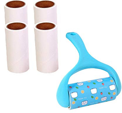 Fusselrolle, Kleiderroller mit 5 Nachfüllungen 300 Blatt Tierhaarentferner Klebe Roller Fusselentferner Bürste für Tierhaare Staub Teppich Möbel Couch
