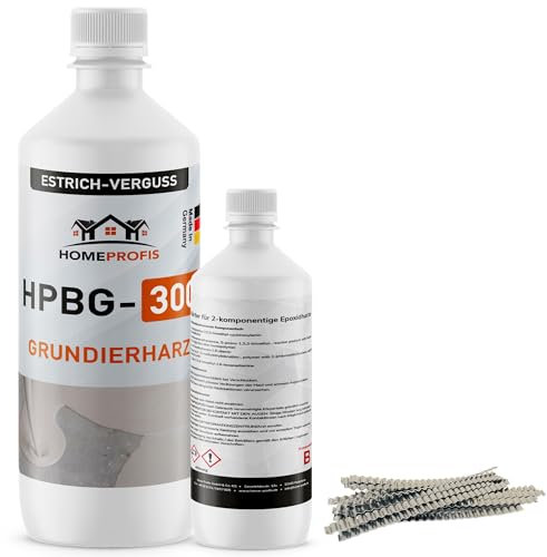 Home Profis® Epoxidharz Set zur Estrich Reparatur | 1,5kg Epoxy Resin Gießharz inkl. 20 Estrichklammern | 2K Injektionsharz Rissfüller | Epoxidharz mit Härter