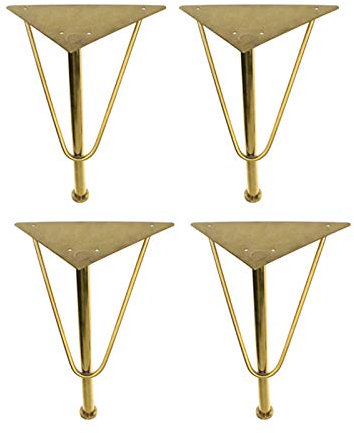 ZXCVBAS 4 Verstellbare Möbelfüße Aus Edelstahl Möbelbeine Tischbein Aus Metall Stützfüße Sofa Füße Kabinettfüße Dickes Material Möbel Zubehör,Stützbein,Gold,25cm/9.84in