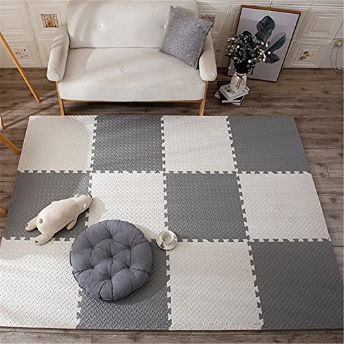 TONGQU Puzzlematte Baby, 30x30x1cm Puzzlematte Spielmatte Eva Wasserdicht Schaumstoffmatte Kinderspielteppich Spielteppich für Baby Kinder Puzzlematte,White+Gray,32