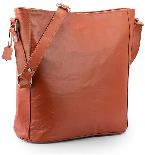 URBAN LEATHER 30 cm Große handtasche damen Umhängetaschen Geldbörsen für Damen & Mädchen, Echtes Leder Vintage Braun Schlanke Damen Umhängetasche Geldbörse Handtasche