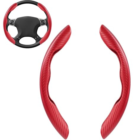 Linkstyle Auto Lenkradbezug im Carbon-Look, Anti-Rutsch Atmungsaktive Lenkradhülle Universal 37–38cm, Autozubehör für Winter Sommer