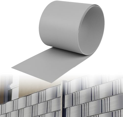 Froadp 250x19cm Hart PVC Sichtschutzstreifen Set Blickdicht Stabmattenzaun für Doppelstabmatten Kunststoff Windschutz- & Sichtschutzzaun Sichtschutzfolie für Garten Balkon (30 Stück, Hellgrau)