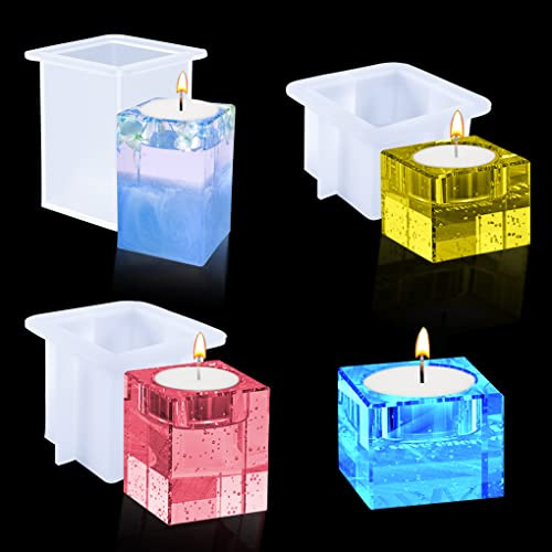 FineInno 3 Pcs Stampi per Resina Epossidica Portacandele Candle Holder Resin Mold Stampi in Silicone Tealight Stampo per Colata Candeliere Creazione di Gioielli