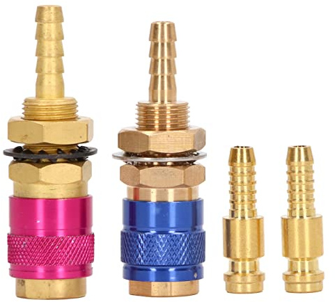 Raccordo Rapido per Saldatura MIG/TIG, Adattatore Raffreddato ad Acqua/Gas, Connettore Ottone 6mm con 2 Adattatori e 2 Spine