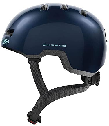 ABUS Kinderhelm Skurb Kid - robuster Fahrradhelm im Skater-Look mit Platz für einen Zopf und vielfältigen Designs - für Mädchen und Jungen - Blau, Größe M