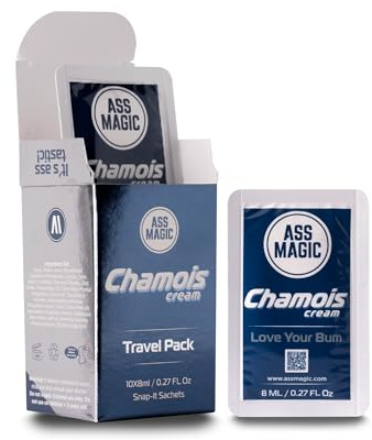ASS MAGIC Chamois Cream – 10 x 8 ML Pack de Voyage : Votre Solution Anti-Abrasion Ultime pour améliorer Le Confort et la sécurité de la Peau Pendant Le Cyclisme, la Course et Les activités