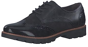 Jana Damen Schnürschuhe Oxford Lack Weite H Mehrweite, Schwarz (Black Structur), 37 EU