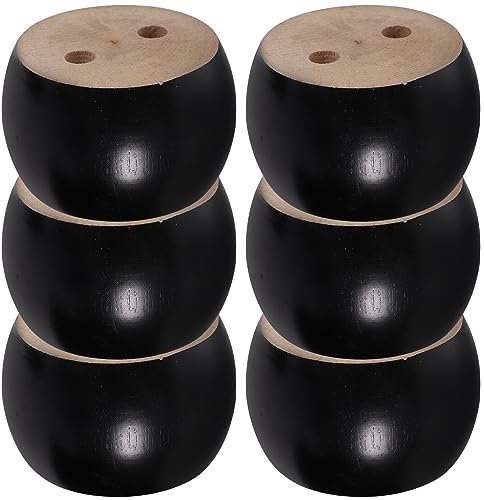 Operitacx 6 Stück Runde Bun-Füße, Bun-Möbelfüße als Ersatz, Holz-Sofa-Beine, Holz-Möbelfüße, Massivholz-Möbelbeine für Schrank, Sofa, Ottomane, TV-Ständer, Loveseat, 80 x 50 mm