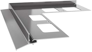 Renoplast® Aluminium Ecke 90° für Traufprofil K102 Grau | Fertigstellung von Terrassen und Balkonen | Fliesenböden auf Klebemörtel | Wasser ablaufsysteme Winkelprofil | Korrosionsschutz