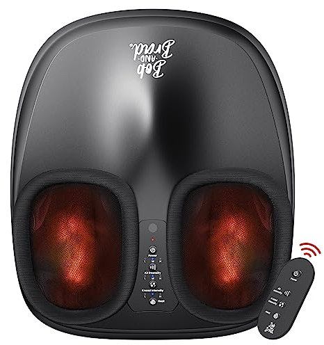 Bob and Brad Lite Foot Massager with Heat, Shiatsu Feet Massager for Plantar Fasciitis,Electric Foot Massagers Deep Kneading, Compression,Circulation- Remote Control, Gifts for Men Women