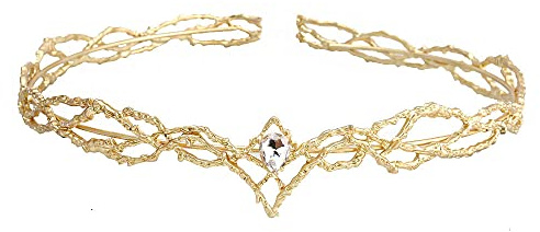 QICSTELA Elfe Prinzessin Tiara König Stirnband Kopfschmuck Fee Krone für Frauen Damen Mädchen Königin Geburtstag Hochzeit, Metalllegierung, Konglomerat