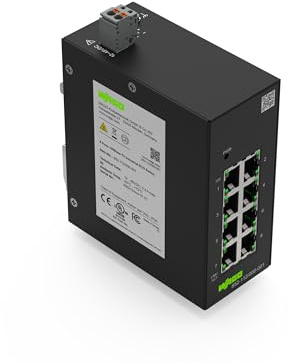 WAGO Industrial-ECO-Switch 852-112/000-001 | mit 8 ETHERNET‐Ports 10/100 MBit/s Autonegotiation und Diagnose‐LEDs auf der Vorderseite, unterstützt bis zu 2000 absolute MAC‐Adressen