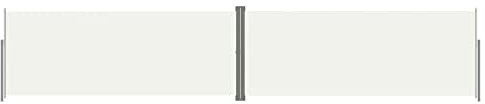Makastle Balkon Seitenmarkise Ausziehbar Sichtschutz Windschutz Automatisch Einfahrend Seitenwandmarkise Markisenstoff mit Bodenmontage, für Balkon & Terrasse, Creme 200x1000 cm