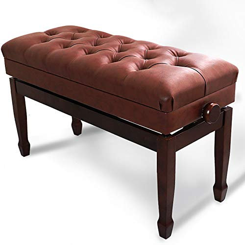 RWRAPS Klavierhocker, Klavierbank mit Stauraum, Doppel-Duett-Klavierhocker, Pu-Kissen, klassischer Stil, 50–60 cm (braun)
