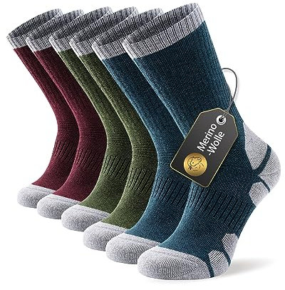Alaplus Chaussettes de Randonnée en Laine Mérinos, Anti-Ampoules, 3 Paires Chaussettes Hiver Chaude Homme Femme 43-46 39-42 35-38 47-50