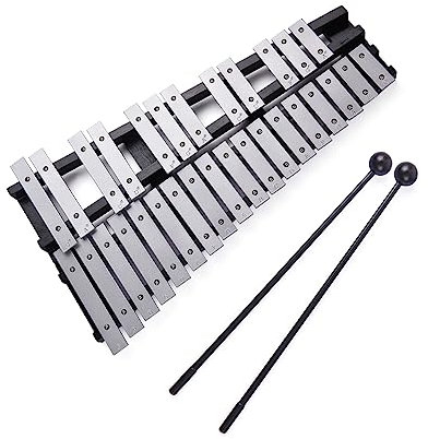 Fesjoy glockenspiel holzrahmen Faltbar 30 Hinweis Glockenspiel Xylophon Holzrahmen Aluminium Bars Pädagogisches Percussion Musikinstrument Geschenk mit Tragetasche