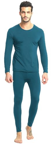 ANUFER Uomo Set di Biancheria Intima Termica Inverno Strato di Base Superiore e Inferiore Ultra Morbido Leggero Pantaloni Lunghi Verde Scuro SN071090 4XL