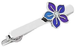 Beydodo Krawattenklammer Personalisiert, Krawattenklammer Silber Edelstahl Blume mit Zirkonia Krawattenklammern für Herren Jungen