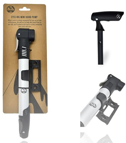 Six Peaks Cyclisme Mini Pompe à Pneu Manuelle Ultra compacte Haute Pression Facile à Utiliser pour valves Schrader et Presta avec Support de Montage pour Cadre Idéal pour vélo de Route et VTT 75 PSI