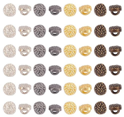 GOMAKERER 200 Stück Mini-Ösenknöpfe, 4 Farben 4x3mm Knöpfe Zum Aufnähen Mit 1 Loch Puppeneisen Runde Knöpfe Mit Gravur Metallknopfverzierungen Für Mäntel, Kleidung Und Anzüge