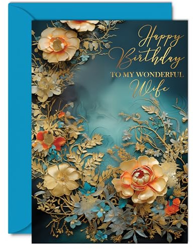 Schöne goldene Geburtstagskarten für die Frau, wundervolle goldene Blumen