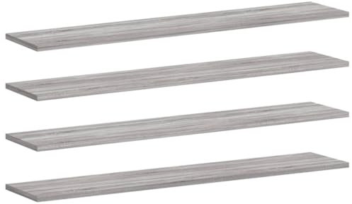 QJBSAVVA Scaffale Angolare A Parete Mensole Bagno A Parete Mensola Angolare Da Muro Porta Cd Da Parete - Mensole Parete 4pz Grigio Sonoma 100x20x1,5cm Legno Multistrato per Cucina Ufficio