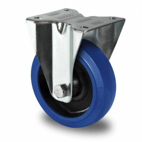 KM Bockrolle 160 mm mit Vollgummi Rad - Transportrolle mit Rollenlager und Platte 135x110 mm, Tragkraft 300 kg, Möbelrolle, Schwerlastrolle