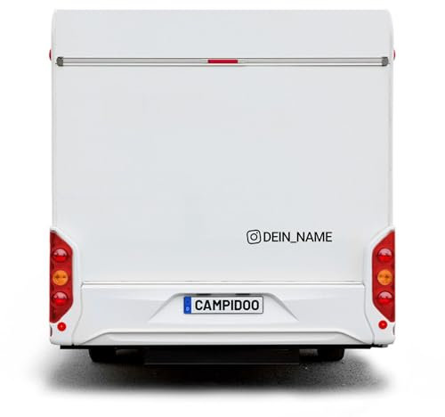 CAMPIDOO Fahrzeug Aufkleber Instagram Name | für Wohnmobil, Wohnwagen oder PKW, Fahrzeugaufkleber Spruch | Länge/Farbe: 20cm / Königsblau - 49