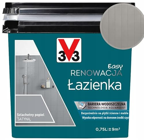 V33 Fliesenfarbe Badezimmer 750 ml – Dunkel Grau – Ohne Grundierung – Wasser- & Reinigungsmittelbeständig – Renovierung von Wandfliesen – hohe Deckkraft, strapazierfähig