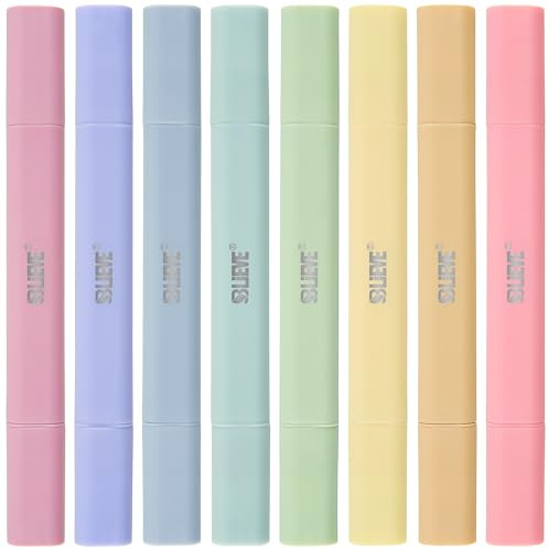 BLIEVE Aesthetic Cute Highlighters No Bleed Through, Dual Tip 8 Pack, Pastel Colors For Bible & Journaling