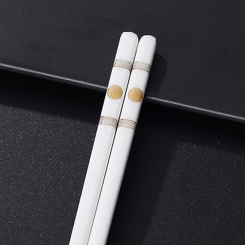 CSSQCSSUANB Palillos, Palillos Chinos Chopsticks White Porcelain Chopsticks Gift Set5 Pairs Ceramics Reusable ChopsticksDishwasher Safe Easy to Clean Non-Slip High-Grade Bone Porcelain,J(G)