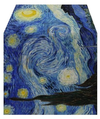 LOZULO Modern Frühling Van Gogh Sternennacht Tischläufer,Sommer Saisonnal Küche Tisch Dekoration Drinnen Urlaub Party Dekor,Tischläufer Outdoor Abdichtung Table Runner 40x140 cm