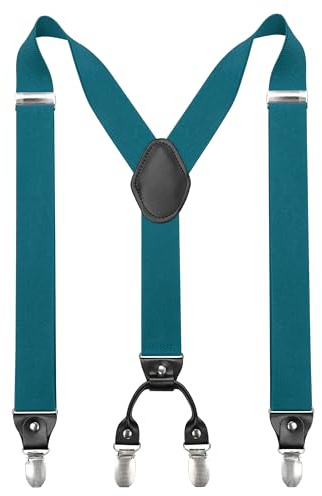 JEMYGINS Hosenträger Herren breit 3,5 cm mit 4 Hosenträger Clips in Y-Form Elastisch und Längenverstellbar