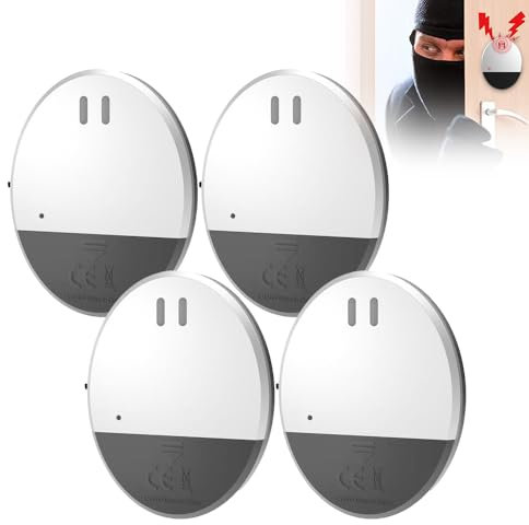 HOVCEH Glass Break Detector, 4 x Glass Break Sensors with Loud 130 dB Alarm, Ultra Thin Window Alarm, Burglary Protection with Vibration Sensor, Alarm System Window for Home, Office, Garage, Dormitory