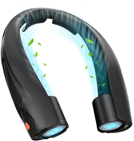 Smilfree Nackenventilator Ventilator Hals Tragbare Persönlicher: 6000 mAh Halsventilatoren Aufladbar Nacken Ventilator Halsventilator leise für Camping, Reisen, Büro (Schwarz)