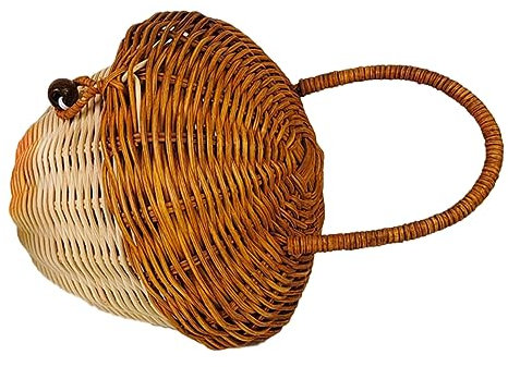 KONTONTY Rattan Organizer Für Mädchen Handgewebter Rattan Korb Als Snackkorb Fotografie Requisite Und Dekorativer Aufbewahrungskorb Für Kinderzimmer