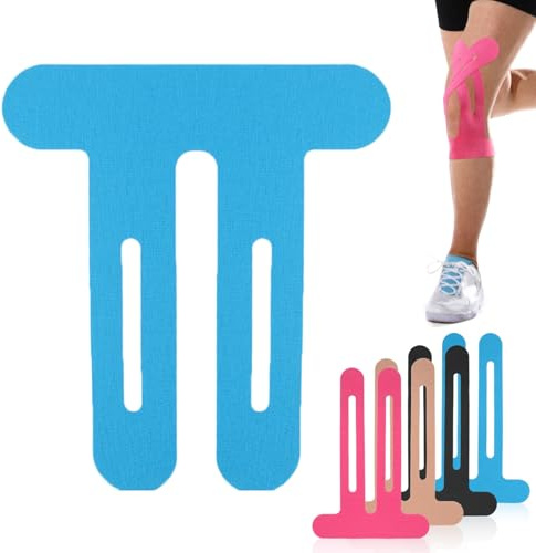 Generisch 10/15/20 Stück Vorgeschnittener Muskelpatch-Knieschoner, Knie Tape Bandage Knie Stabilisierung, Gittertape für Knie, Wasserfestes Elastisches Physio Tape (10, Blau)