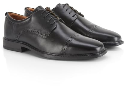 Catesby Terrance Premium läder herrskor brogues lätt komfort vadderade bröllop formella skor för män, Svart, 39.5 EU